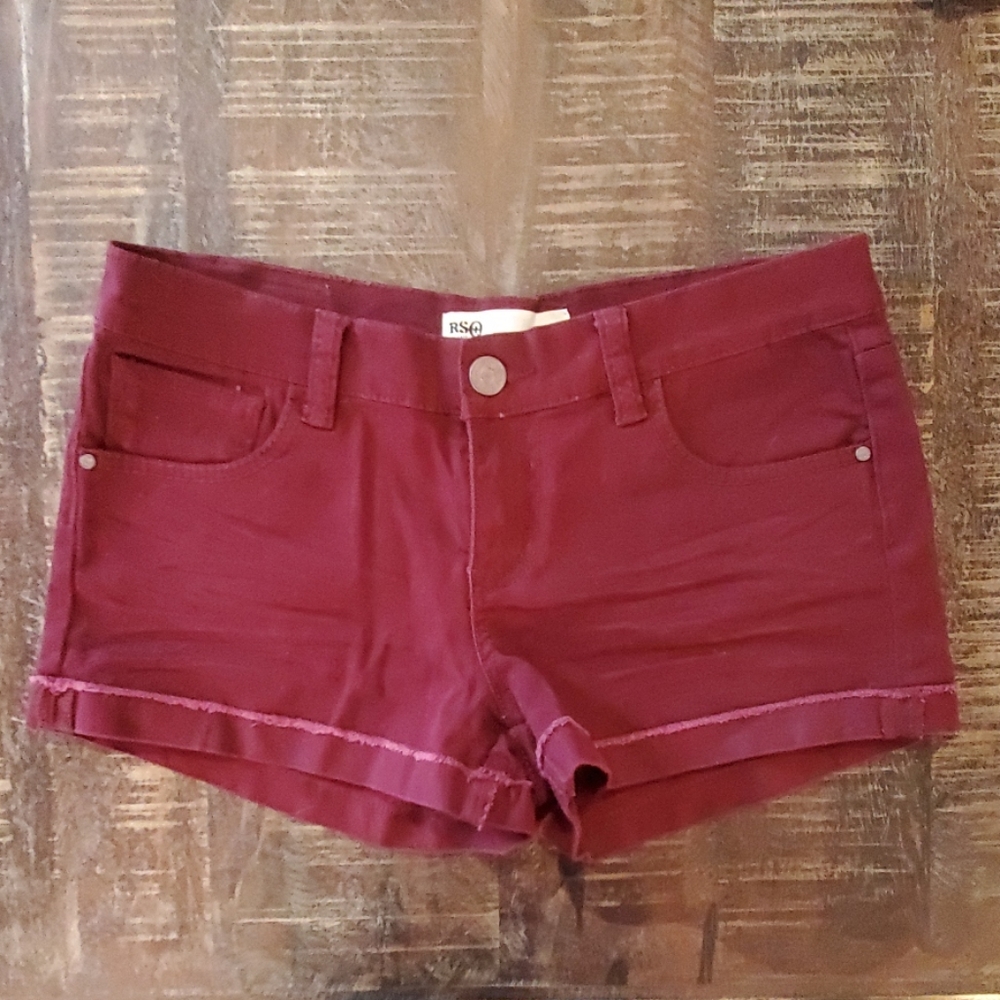 Maroon denim short